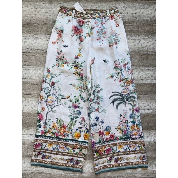 NWT✨CAMILLA Floral Linen Wide-Leg Pants in Plumes and Parterres Size L - Picture 5 of 16
